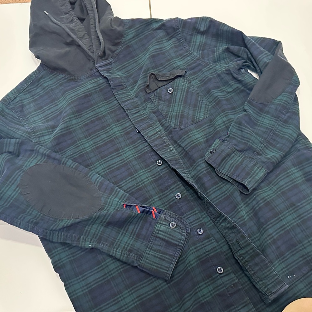 Chaps Green and Blue Plaid‎ Casual Button Down Shirt